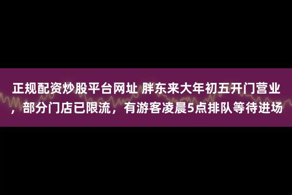 正规配资炒股平台网址 胖东来大年初五开门营业，部分门店已限流，有游客凌晨5点排队等待进场