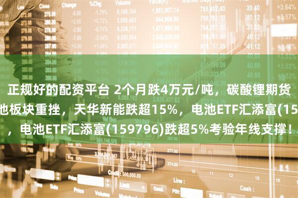 正规好的配资平台 2个月跌4万元/吨，碳酸锂期货大跌，什么情况？电池板块重挫，天华新能跌超15%，电池ETF汇添富(159796)跌超5%考验年线支撑！
